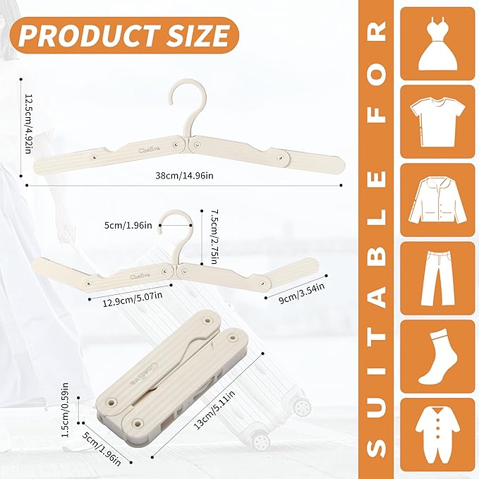 Foldable Travel Hangers 4 Pack Space-Saving ABS - Cruise Essentials 2025 for Cruise Ship & RV