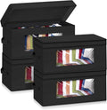 SLEEPING LAMB Stackable Hat Organzier for Baseball Caps, 4 PCS Hat Storage Boxes for Closet Hold 60 Caps with Cardboard, Black