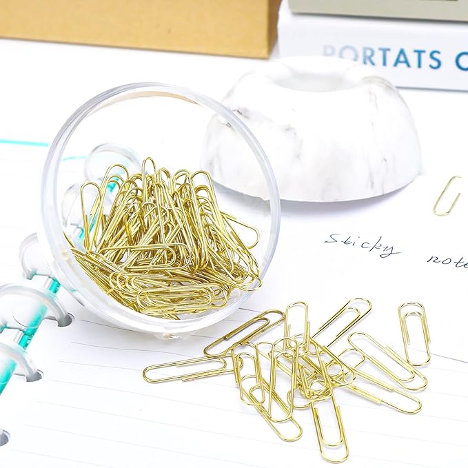 NatSumeBasics Marble Paper Clip Holder Magnetic Cute Paper Clips Dispenser with 100 Gold Paperclips for Desk Organizer Accessories Supplies (Marble)