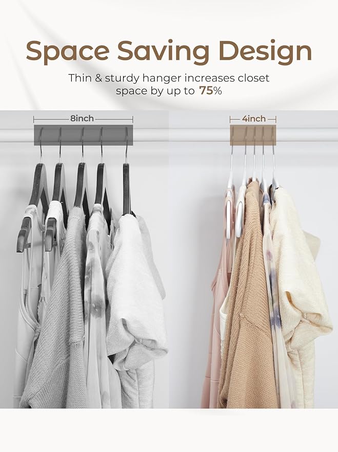 HOUSE DAY White Velvet Hangers 20 Pack, Luxury Non Slip Felt Hangers, Space Saving White Clothes Hanger Heavy Duty, No Shoulder Bump Focked Hanger with 360° Swivel Hook for Closet