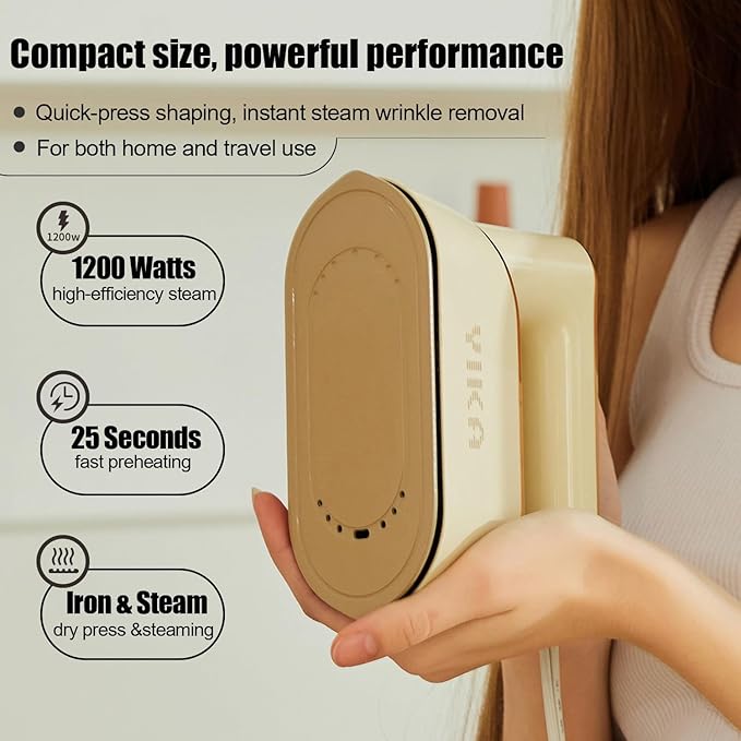YIKA Steamer for Clothes, Handheld 2-in-1 Garment Steam Iron, 25s Heat Up, Ceramic Soleplate, Dry Pressing & Steaming Fabric Wrinkle Remover for Clothing, Upholstery and All Fabrics