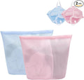 2 Pcs Special Zoning laundry bag for delicates with handles mesh laundry bags washing machine laundry totes travel storage and sorting bag(Pink-Blue)