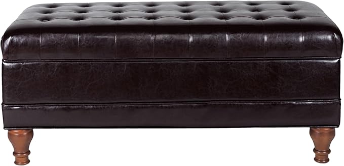 HomePop Deluxe Tufted Storage Bench with Hinged Lid, Espresso