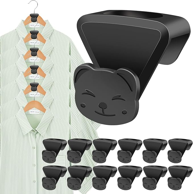 Space Saving Hanger Hooks 36 Pack, Black Clothes Hanger Connector Hooks, Heavy Duty Hanger Hooks Space Saver, Premium College Dorm Room Essentials, Good Closet Organizers and Storage