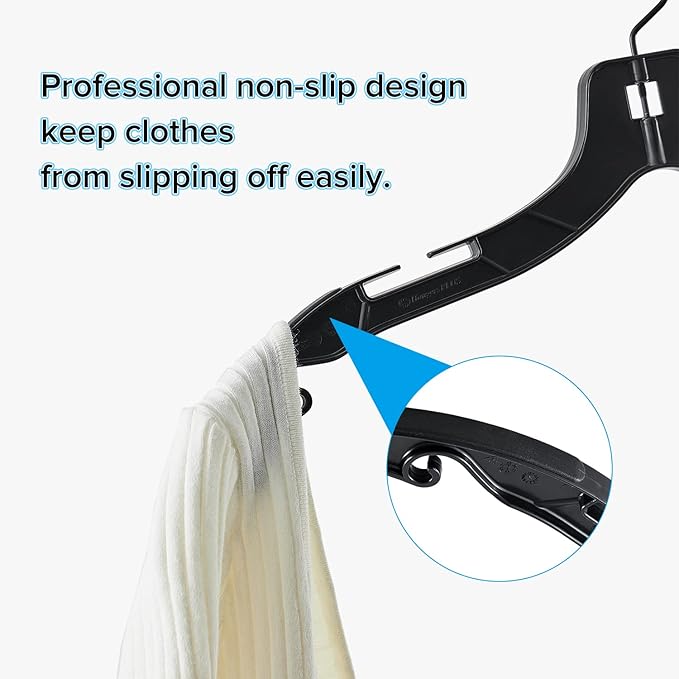 Donext Plastic Hangers with 360 Swivel Metal Hook, Heavy Duty Clothes Hangers, Durable Closet Hangers for Shirt, Coat and Dress (30 Pack, Black)