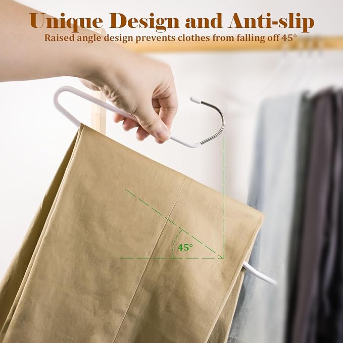Pants Hangers,50-Pack Clothes Hangers, Non-Slip Open-Ended Pant Hanger,White Metal Hangers Design for Jeans,Slacks,Scarf (White)
