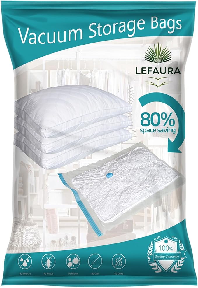 LEFAURA 12 in one pack Vacuum Storage Bags with Hand Pump, Small, Medium, Large and Jumbo size, Space Saving Compression Bags for Clothes, Bedding, Travel, Moving, 80% Storage Reduction