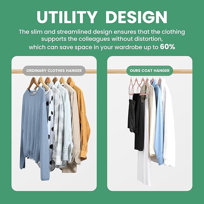 InfiniPower Velvet Hangers, Heavy Duty Non-Slip Space Saving Clothes Hangers for Coat, Pants & Dress, 70 Pack, Pink