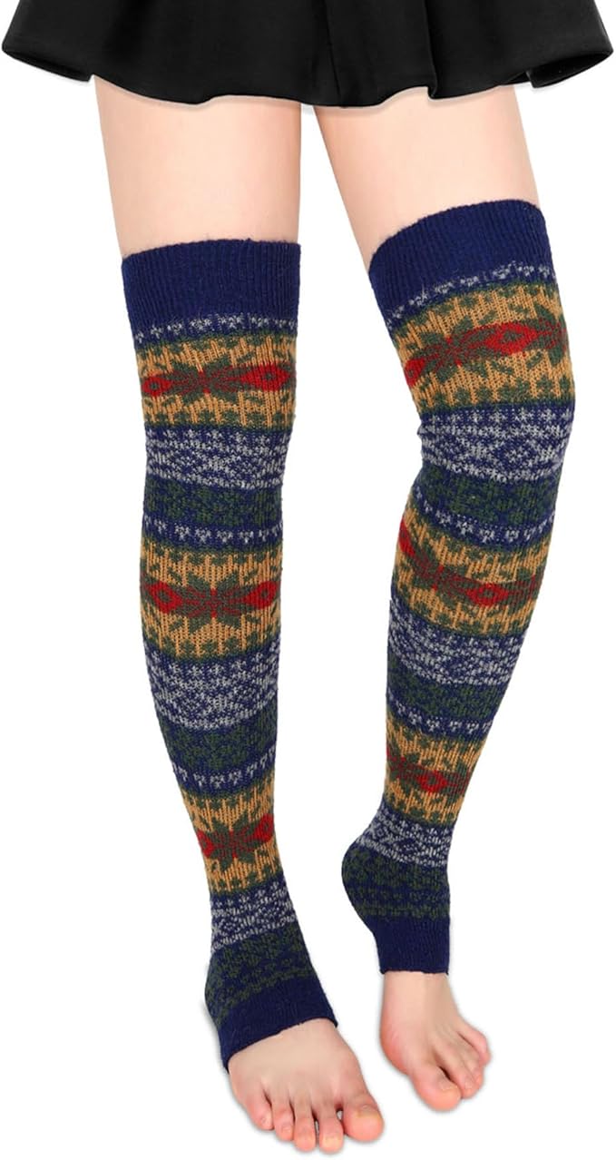 Benefeet Sox Wool Knit Leg Warmers for Women Vintage Boho Leg Warmers Long Winter Warm Thigh High Footless Boot Socks