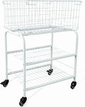 Rolling Laundry Basket with Wheels, Heavy-Duty Multipurpose Organizer - Removable Storage Cart for Clothes, Toys, Dorm Room, Laundry Hamper(White)