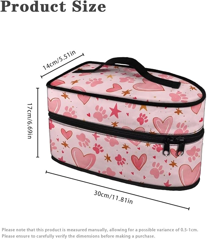 Hearts Dogs Paw Travel Iron Holder Case Irons Carrying Organizer for Most Iron and Accessories Irons Portable Storage Bags Dust-proof Bag Easy to Carry