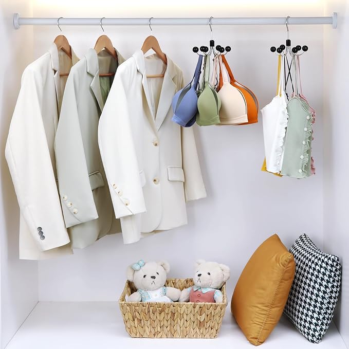 TOPIA HANGER Hoodie Hangers 2-Pack with 6 Wood Balls, 360°Swivel Purse Hanger, Scarf Hanger, Closet Hooks, Handbag Organizer, Bra Hanger, Accessory Organizers for Scarf, Tanktop, Hat, Hoodie CT43B