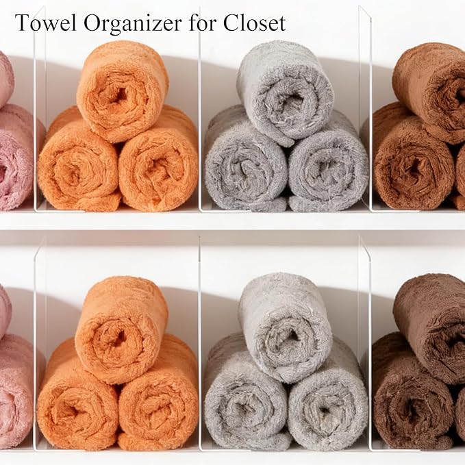 Shelf Dividers for Closet Organization: 10" Tall x 12" Deep Acrylic Closet Shelf Dividers for Clothes Sweater Purse - Clear Organizers and Storage Separators for Home Space Saver Enthusiasts