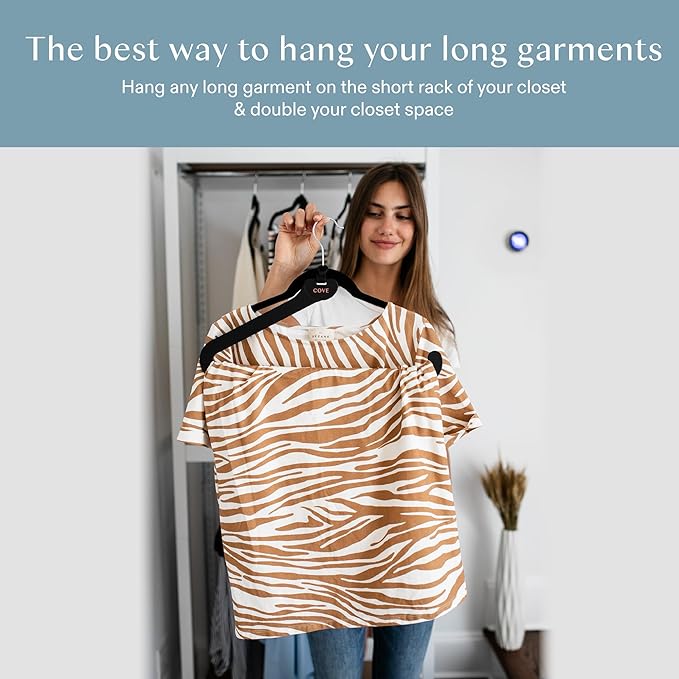 Hangers for Long Garments by Cove (5-Pack) | Space Saving Clothes Hangers for Long Dresses, Jumpers, Blankets & Closet Organization | Perfect for Travel | Made from 100% Recycled Materials