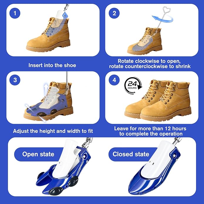 Boot Stretchers for Cowboy Boots 2 PCS Shoe Stretcher for Wide Feet Men Shoe Trees Adjustable Length & Width for Men Women