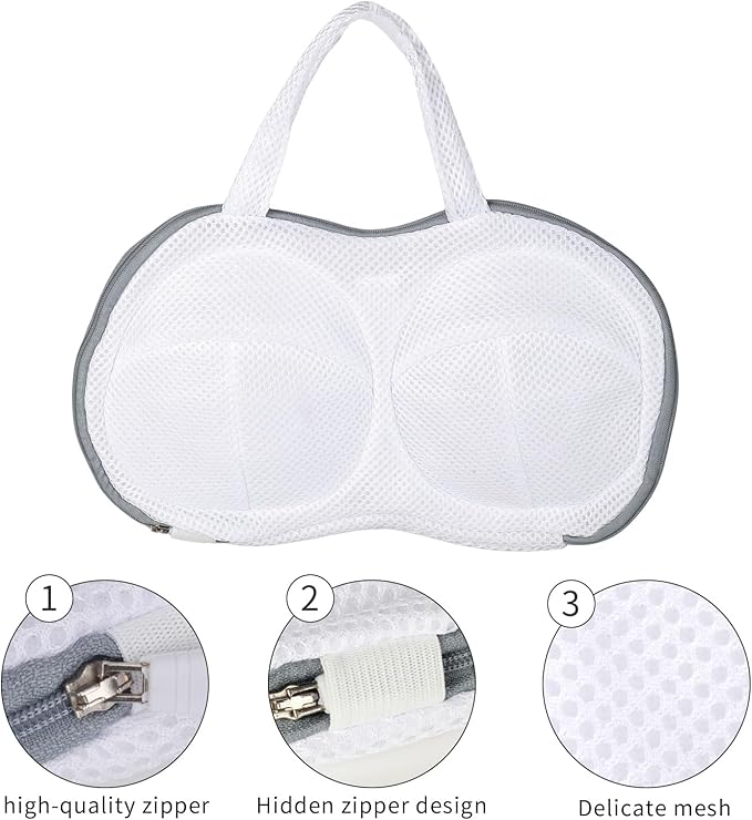 3Pcs Bra laundry bags,Bra Washing Bag for Laundry Lingerie Underwear Brassiere Bag,Lingerie Bags with 3D Skeleton for Washing Machine,Grey（A to C Cups）