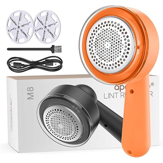 Fabric Shaver Lint Remover, Electric Lint Shaver with 3-Gears and 6-Blades, USB Rechargeable Sweater Defuzzer Lints Fuzzs Pills Pilling Trimmer for Clothes, Sweater, Couch