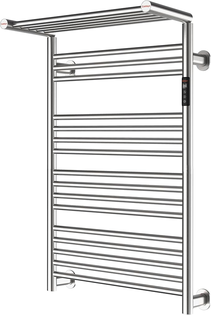 High-Density Foldable Heated Towel Rack, Smart Dual-Zone App/Voice Control Towel Warmer Rack, GFCI Plug-in/Hardwired, Wall-Mount, Drill-Free Install,Brushed, CA3-1100X550-Ultra-S