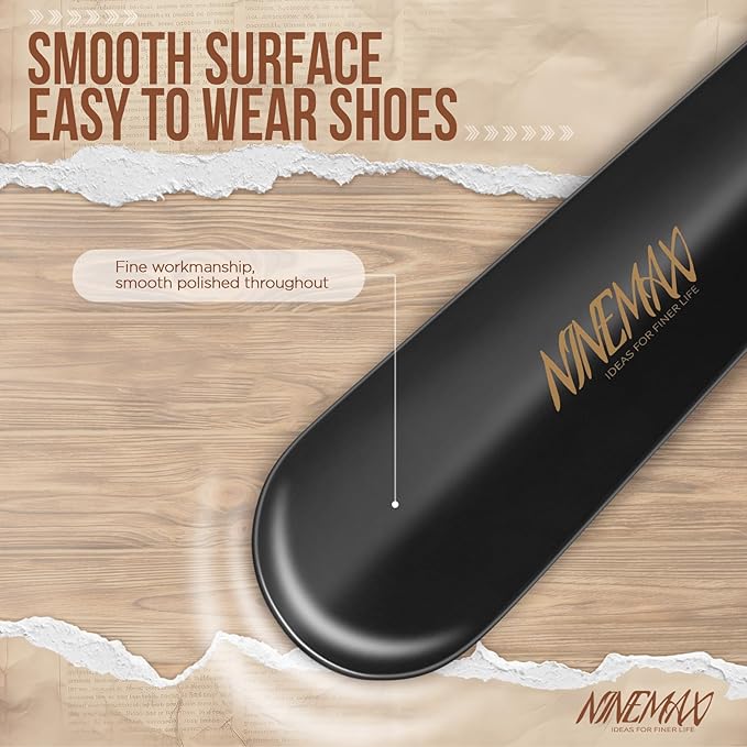NINEMAX Shoe Horn Long Handle for Seniors Men Women, Metal Long Shoehorn for Boots, Shoe Spoon Helper 16.5''(Pack of 2)