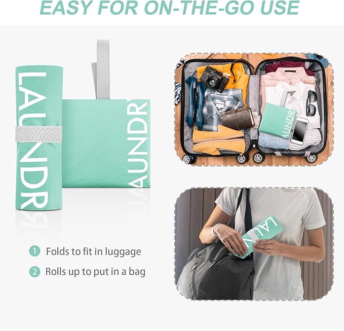 WiseBoy Laundry Bag, 23.6x35 inch Oversized Laundry Bags, Travel Laundry Bag Dirty Clothes Organizer, Nylon Wet Dry Storage Bag for College Dorm, Camping, Caravan, Blue