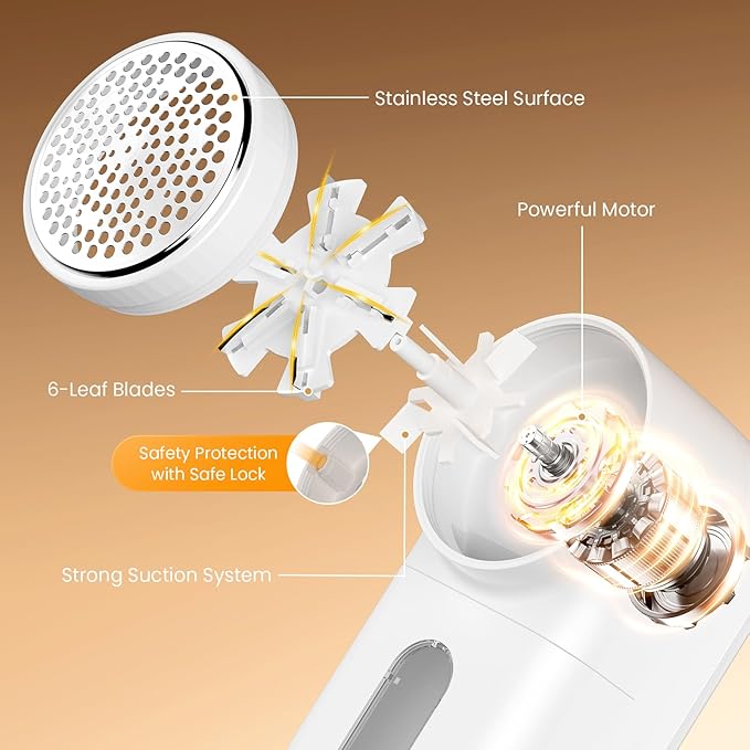 Lint Remover for Clothes, 5W Electric Lint Shaver with 3 Speeds, Fabric Shaver Rechargeable with 2 Shaving Heads, Sweater Shaver Brush Fuzz Debobbler for Clothes Blanket Carpet Bobbles Sofa