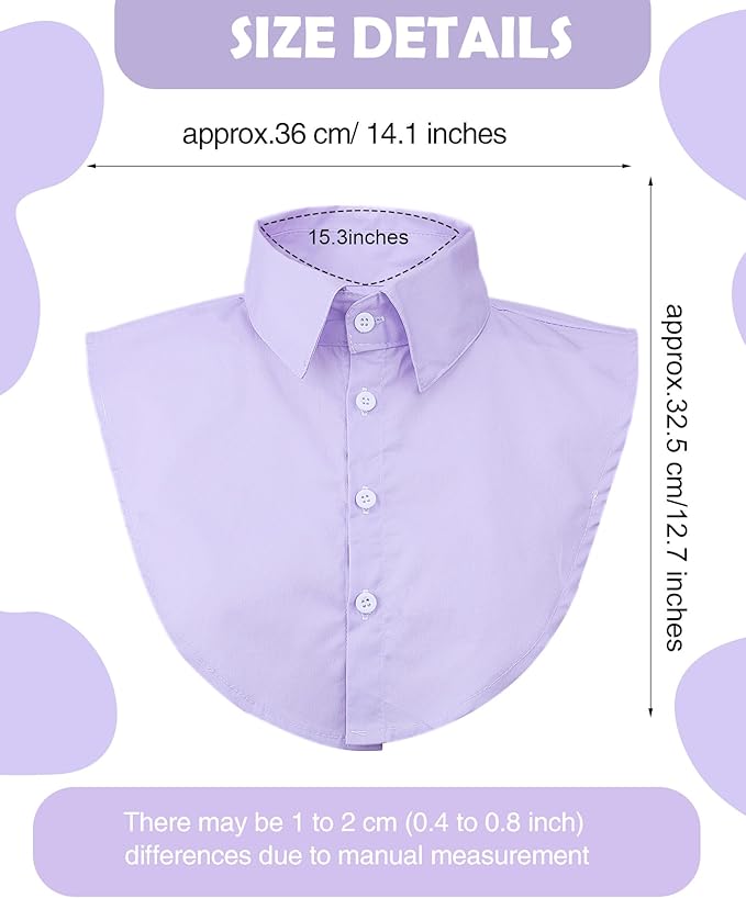 Syhood 4 Pcs Fake Collar Detachable False Dicky Collar Half Shirts Round for Women Outfits Halloween Costume Accessories