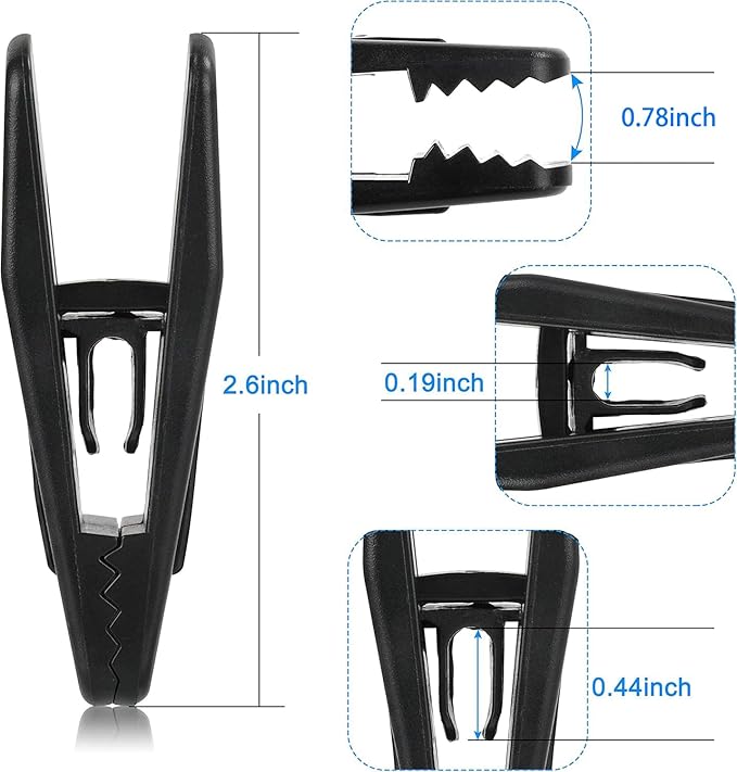 Tinfol Black Plastic Hanger Clips 40 Pack, Large Opening Pant Clips, Strong Pinch Grip Clip for Slim-line Clothes Hangers, Multi-Purpose Finger Clip for Skirt Pant Hangers