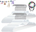 Plastic Hangers 50 Pack, Cute Clothes Hanger Ultra Thin Space Saving with 360 Degree Swivel Hook &Travel Clothesline -Strong Adult for Dress,Shirt,Coats