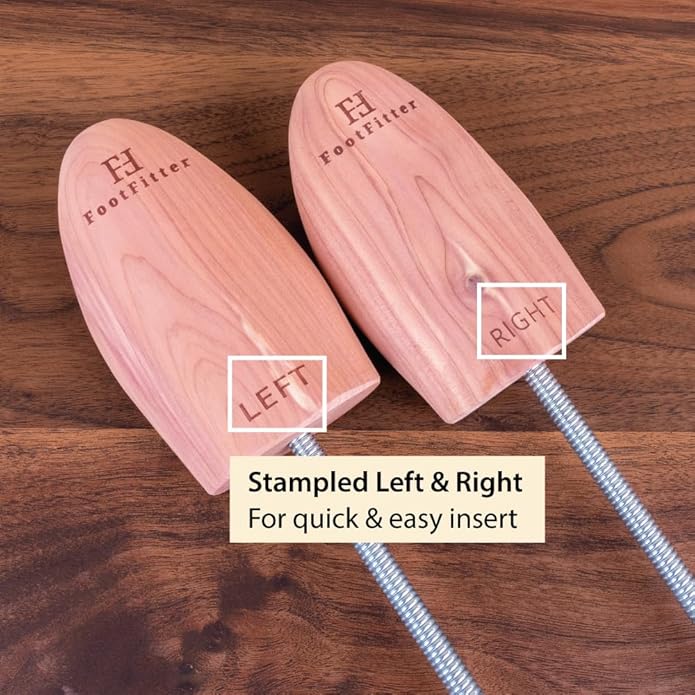 FootFitter Travel Cedar Shoe Tree - Natural Wood Shoe Shapers for Men & Women, Made From USA Grown Cedar Wood