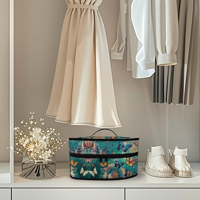 Retro Mandala Butterfly Print Steam Iron Storage Bag Portable Garment Steamer Case Lightweight Travel Iron Organizer Waterproof & Dustproof Carrier Bag, Case Only