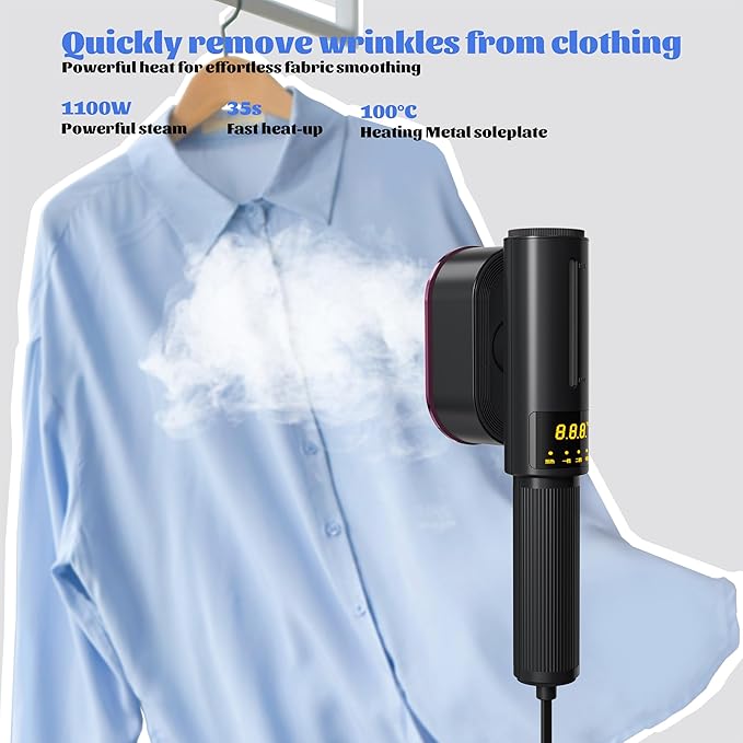 Wrinkle-Free Travel Companion Rotating Iron Plate Garment Steamer, Portable & Lightweight for Home & Travel
