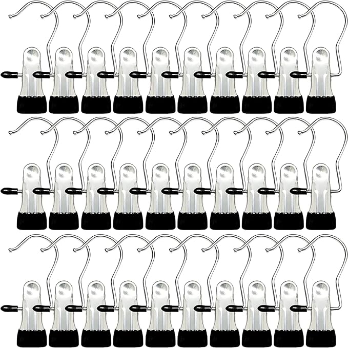 Boot Hangers for Closet, 40 Pack Hanging Clips Hook Clothes Pins for Laundry, Hanger Clips Towel Clips Boot Organizer for Home and Travel, Clothespins Clip Hangers for Pants Hats Socks Gloves