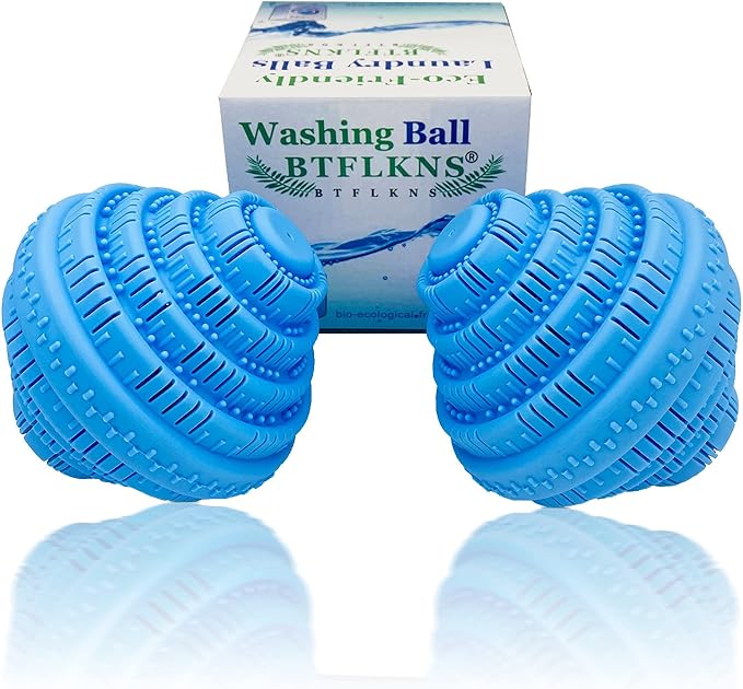 Eco-Friendly Laundry Balls, 2Pcs Premium Washing Ball, Super Soft Shell Doesn't Hurt Clothes, Advanced ceramic balls, 2000 Washing Cycle Laundry Balls, All Natural Detergent(2Pack,Blue)