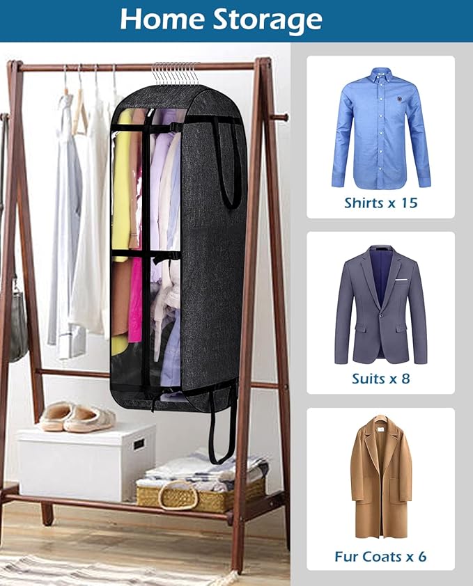 MISSLO 40" Heavy Duty Garment Bags for Travel Moving Bags sturdy Oxford Fabric Suit Bags for Closet Storage Men Suit Covers Hanging Clothes Bag