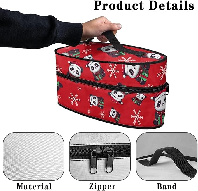 Christmas Gift Panda Iron Storage Bag with Zipper Handle Fits Outing Cute Colorful Steam Iron Storage Case for Travel or Storage