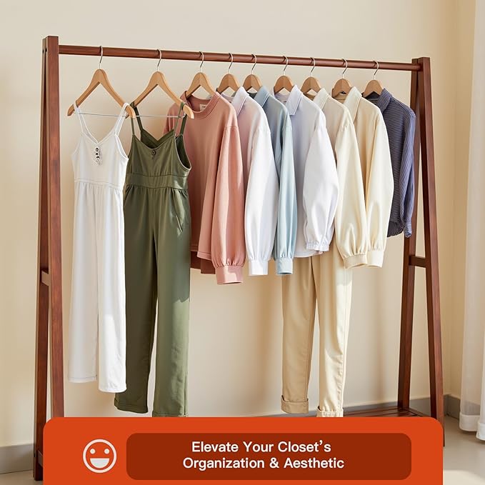 Wooden Hangers 30 Pack,Wood Hanger with Iron Pants Bar, Heavy Duty Coat Hanger, with 360-degree Hook，Smooth Finish Wooden Clothes Hangers, Sturdy Clothes Hangers for Suit Coat Jacket Pants Natural