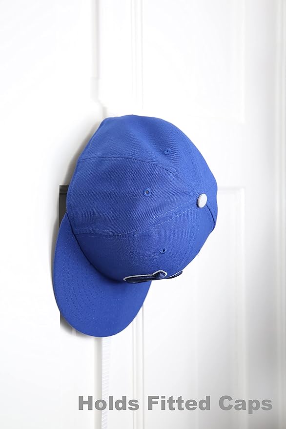 Perfect Curve Hat Organizer Cap Rack FAV | Hat Racks | Hold up to 20 caps | Over Door Organizer for Baseball Hat | Fitted & Adjustable Caps & Visors | Door Slam Proof | 1 Strap | White