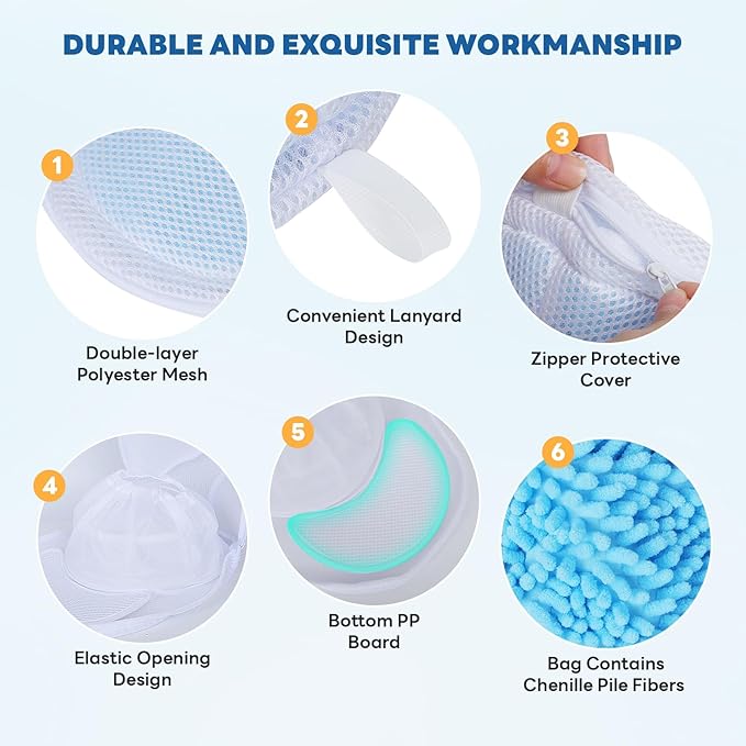 Upgraded Hat Washer Cage with Protective Mesh Bag, Durable Hats Cleaner for Caps, Hat Washing Cage with Chenille Liner - Reusable, Fixed Holder, Prevents Deformation, Fits Adult & Kids Caps, 2 Pack