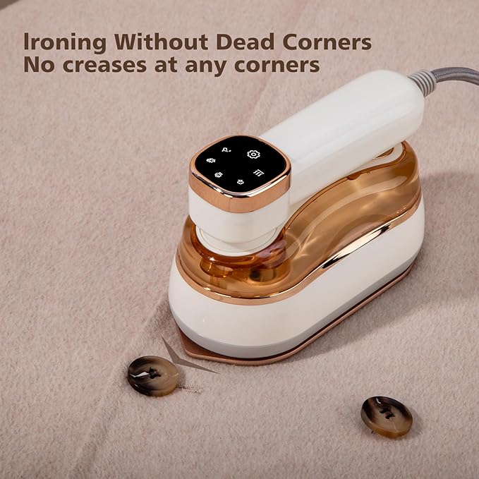 2 In 1 Portable Ironing Machine, Handheld Clothing Steam Iron, 180°Rotation, LED Display Ironing Mode, 1200W +15 Seconds Fast Heating, 7-Hole Pressurized Steam, 4-Speed Ironing (Off White)