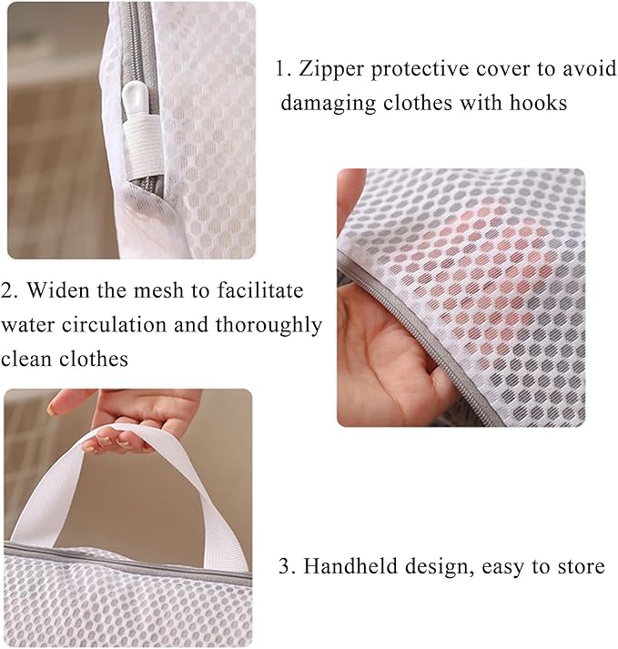 Mesh Laundry Bags for Delicates Reusable Durable Lingerie Bags for Washing Machine Large Laundry Bags for College Dorms Apartments Travel Storage Organizer Bag (3Pcs)