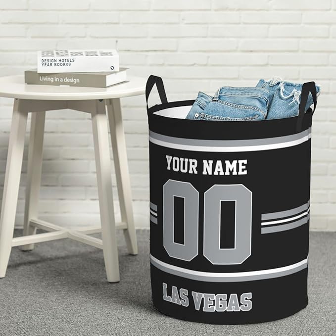 Custom Las Vegas Laundry Hamper Personalized Laundry Basket Customized Name And Number Collapsible Storage Basket for Bedroom Bathroom Living Room Gifts