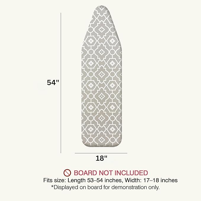 Ironing Board Cover and Pad 18"x54" Extra Thick Natural Cotton Scorch & Stain Resistant Iron Board Cover Extra large Iron Board Cover with Fasteners Heavy Duty Heatproof Elastic Edge Geometric
