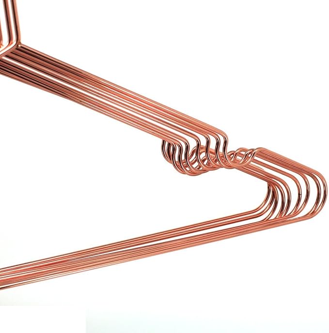 10Pack Koobay 13" Children Rose Copper Gold Shiny Metal Wire Top Clothes Hangers for Shirts Coat Storage & Display