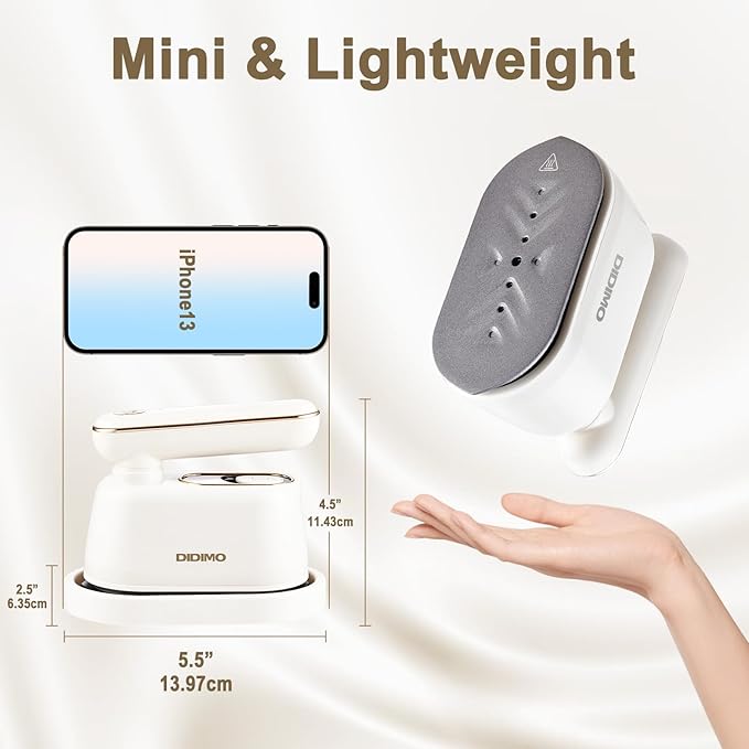 Travel Steamer, Dry & Wet 2 in 1 Portable Steamer for Clothes, 180° Rotatable Mini Steam Iron, Portable Iron Steamer for Home, Travel, Dorm, Gifts, School Gift, Home Essential (White)