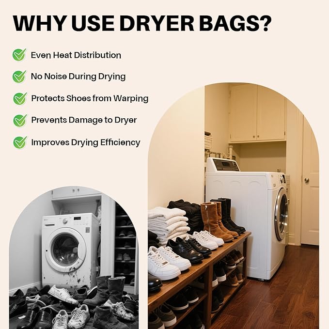 Shoe Dryer Bag: Laundry Bags Mesh Wash Bags - Laundry Shoes Bag For Washer And Dryers - Sneaker Dryers Bag - Door Shoe Net With Elastic Straps 15.7" X 15.7" Black(1 Pack)