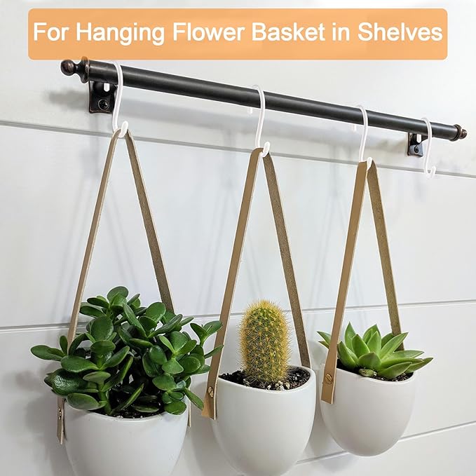 5 Inch Large S Hooks,24 Pack Heavy Duty S Hooks for Hanging Plants,Vinyl Coated Non Slip Clothes S Hooks,White S Hooks Pot Rack Closet Hooks for Hanging Plants, Kitchen Utensil, Pots, Pans, Bags