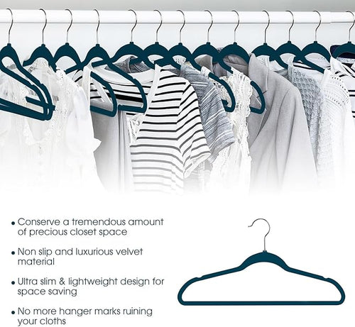 Elama Home Cloths Hanger, Slim Profile, 30 Piece Set (30PCHANGERBLUE)