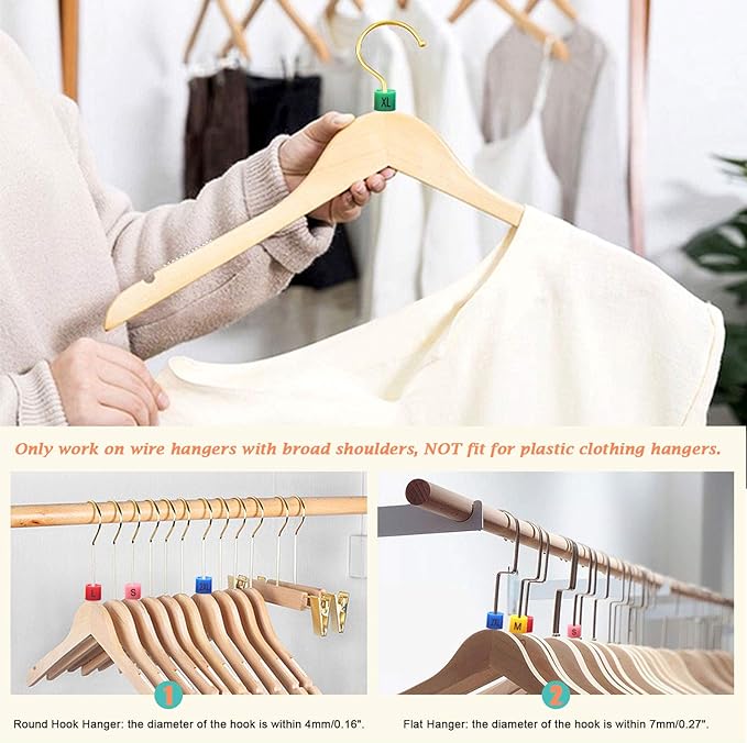 420 Pcs 9 Sizes Hanger Size Markers Color-Coding Garment Size Markers Kit XXS-4XL Clothing Hangers Color Coded Size Clips Set with Storage Box (Multi Colors, XXS - 4XL)