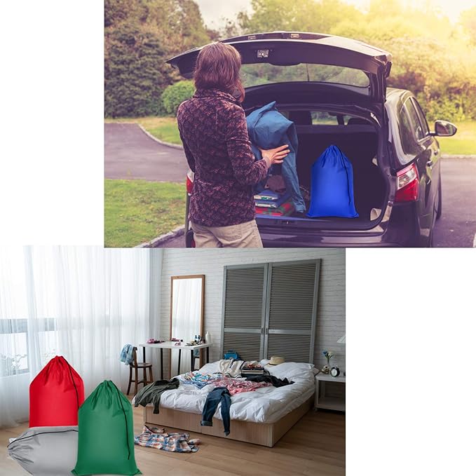 Shappy 6 Pcs Heavy Duty Large Laundry Bags Travel Nylon Laundry Bag with Drawstring 30 x 40, 24 x 36 inch, 22 x 28 inch Machine Washable Dirty Clothes Organizer Easy Fit a Hamper Basket