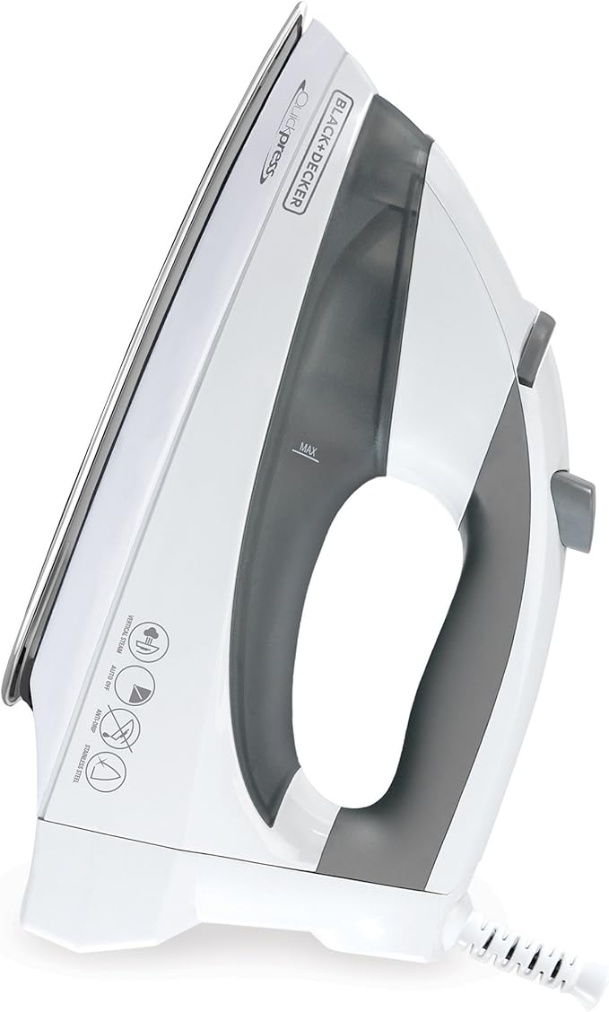 BLACK+DECKER F976 Quickpress Iron with Smart Steam Technology, White/Silver